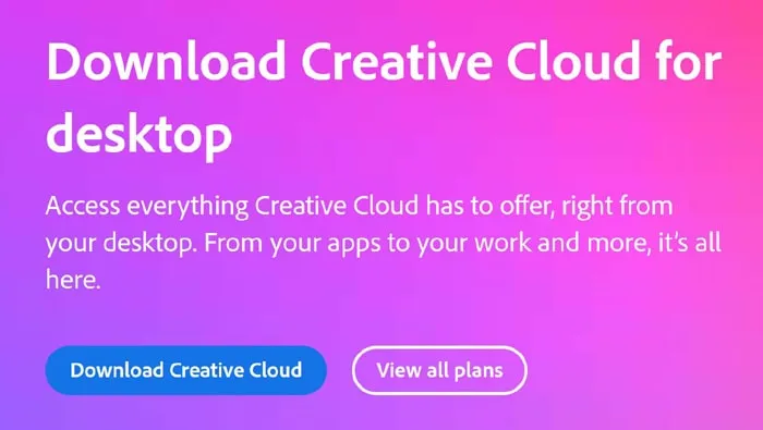 go to the Creative Cloud Website