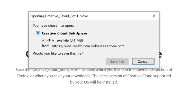 download the Creative Cloud installer