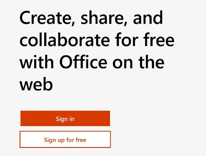 Office for the Web Free sign up