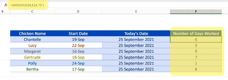 Excel DateDif the Finished Function
