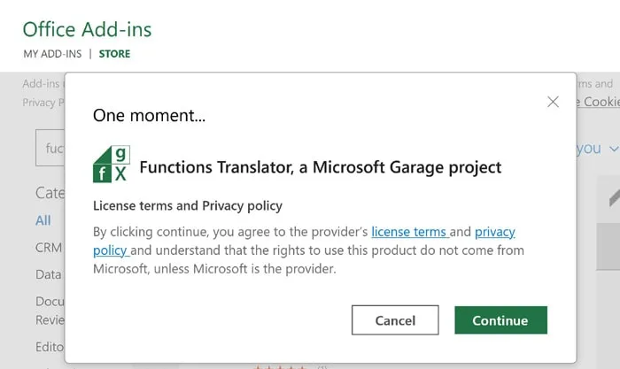 Install Excel Functions Translator Add-in
