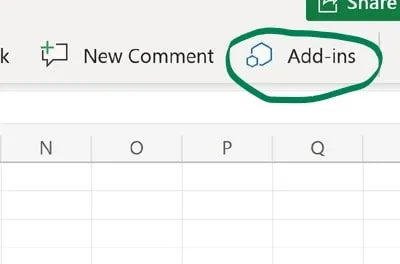 Excel Addins Tab