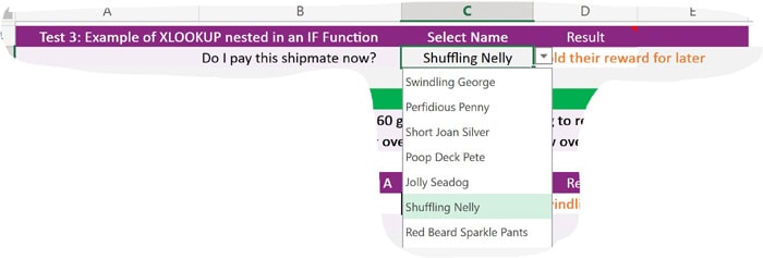 XLOOKUP Function Data Validation List