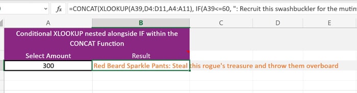 XLOOKUP and IF Functions nested in CONCAT Function more than 60