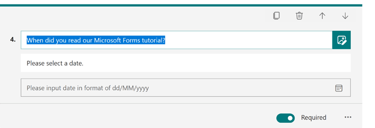 new Date question panel