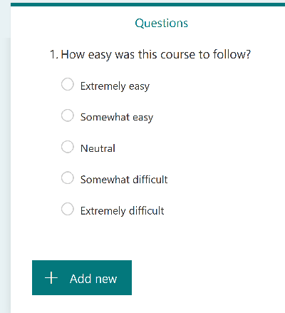 Questions Form smart feature edited questions