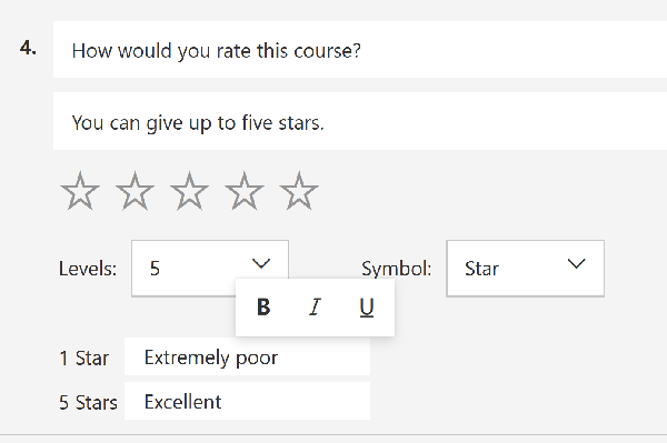 Rating Label settings