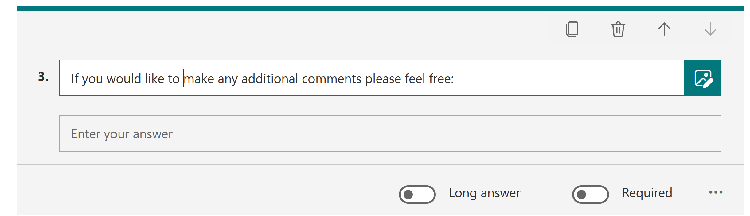 MS Forms blank Text question