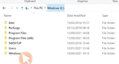 View C Drive in File Explorer