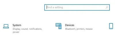 Find a Setting Search Box